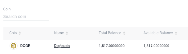 dogecoin wallet on binance