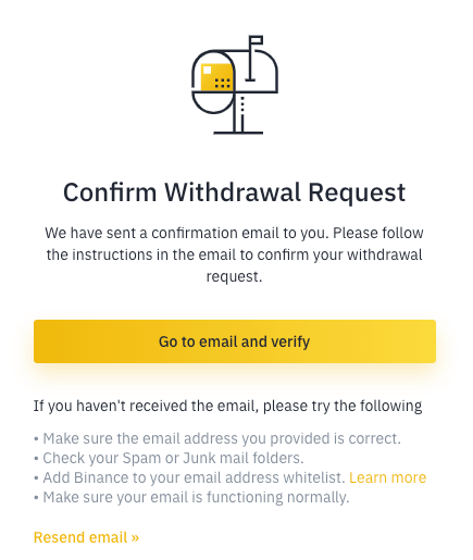 binance confirmation email