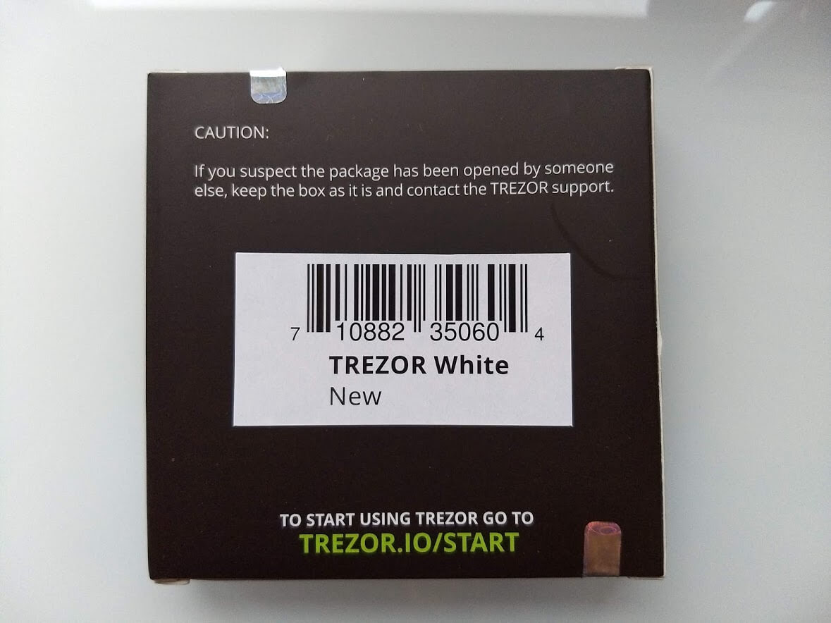 back of trezor one box