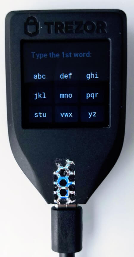 type trezor words